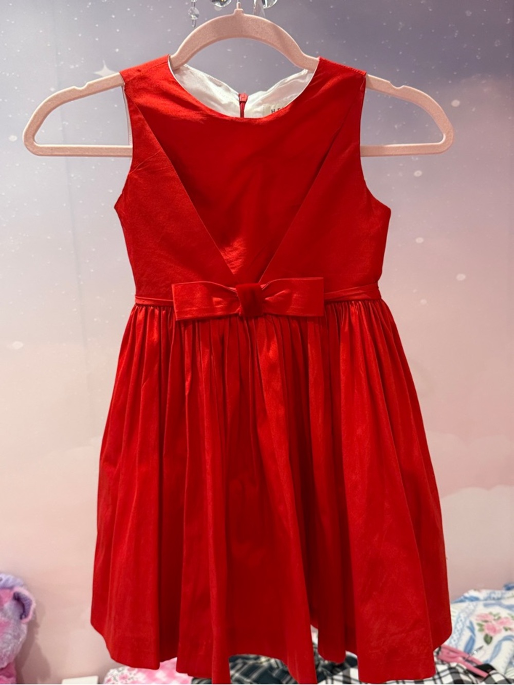 Helena Red Sleeveless Bow-Waist Party Dress